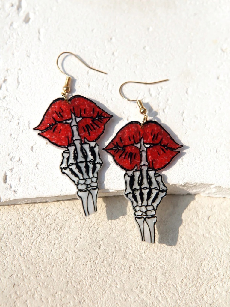 ARETES CON BOCA Y MANO