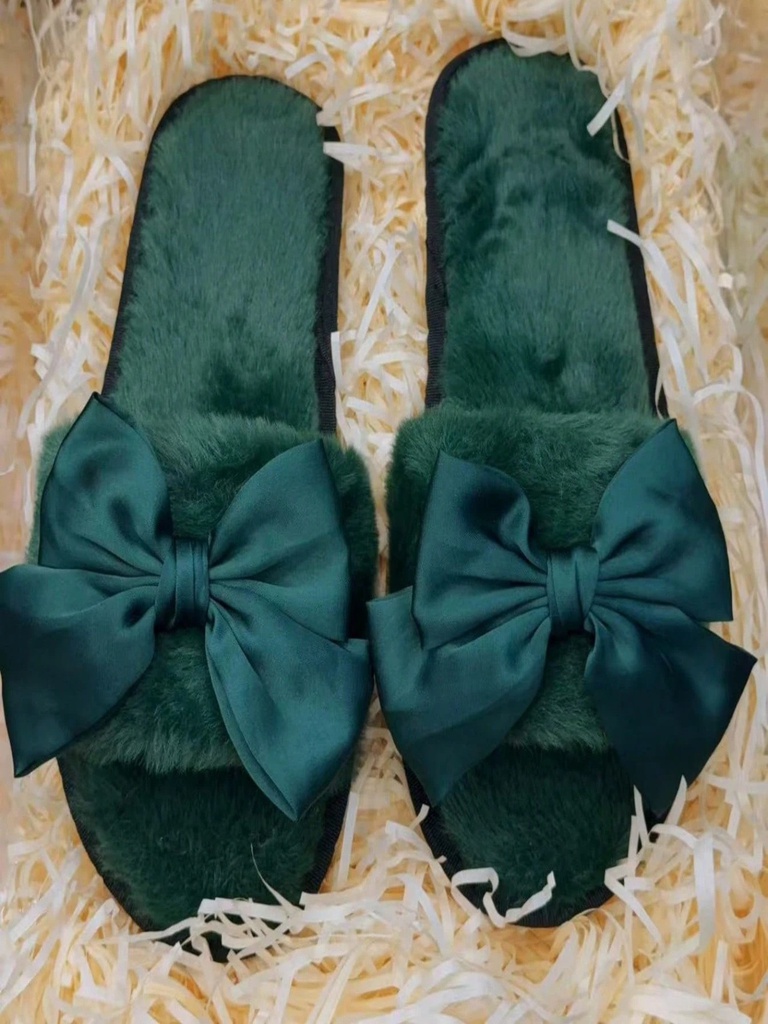 PANTUFLAS ABIERTAS CON MOÑO DE TERCIOPELO