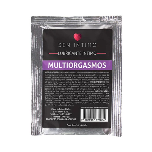 SOBRE DE LUBRICANTE SEN INTIMO MULTIORGASMOS 7ML