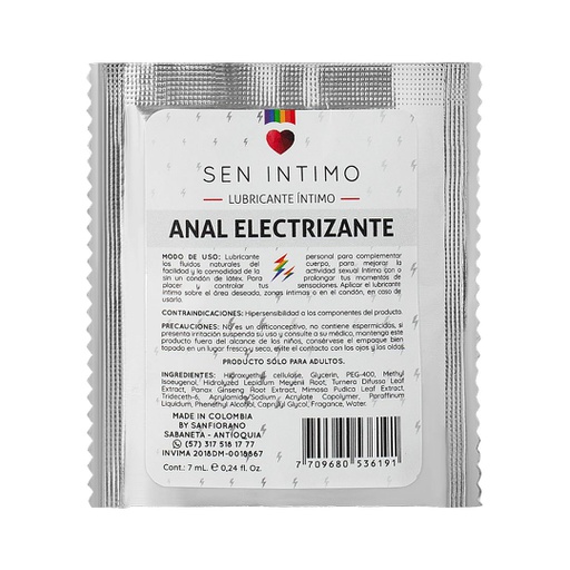 SOBRE DE LUBRICANTE SEN INTIMO ANAL ELECTRIZANTE 7ML
