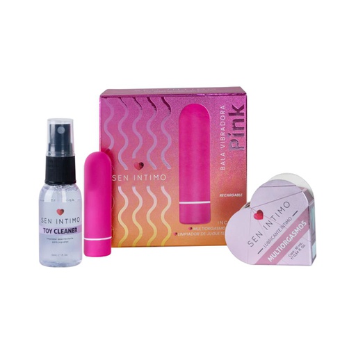 KIT VIBRADORA BALA SEN INTIMO ROSADO