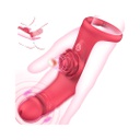 VIBRADOR ROSU DE DEDO CON ESTIMULADOR DE CLÍTORIS
