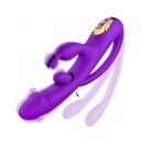 VIBRADOR DILDO CONEJO CURVO CON PLUG Y ESTIMULADOR DE CLÍTORIS